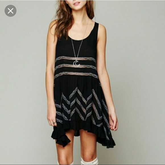 Free People Dresses & Skirts - Free People Viola lace trapeze slip dress xs Black